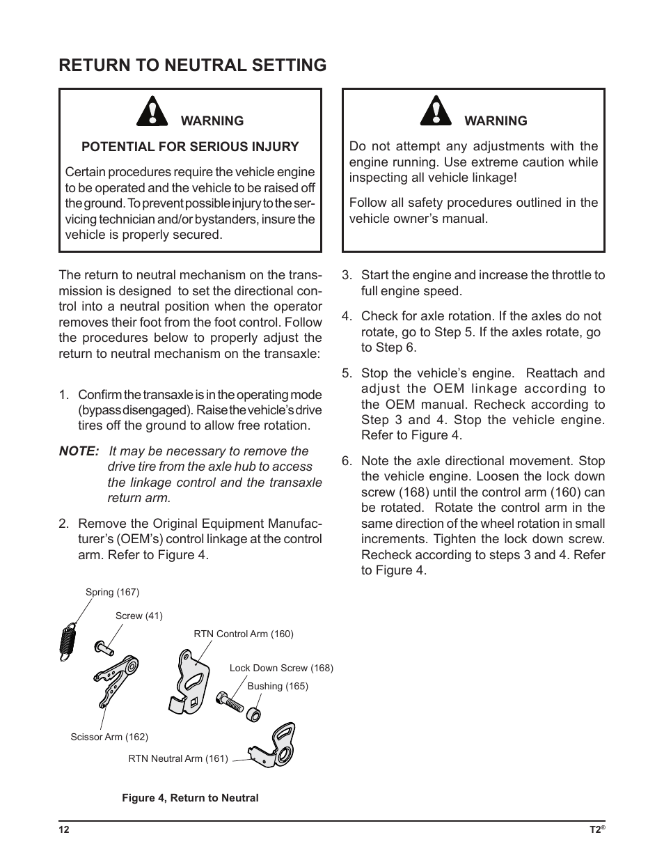 Return to neutral setting | Cub Cadet T2-HP User Manual | Page 16 / 48