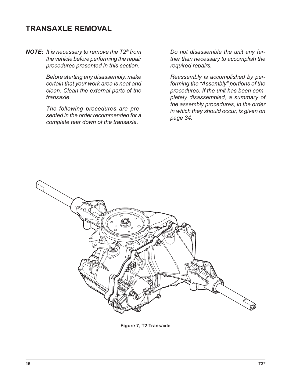 Transaxle removal | Cub Cadet T2-HP User Manual | Page 20 / 48