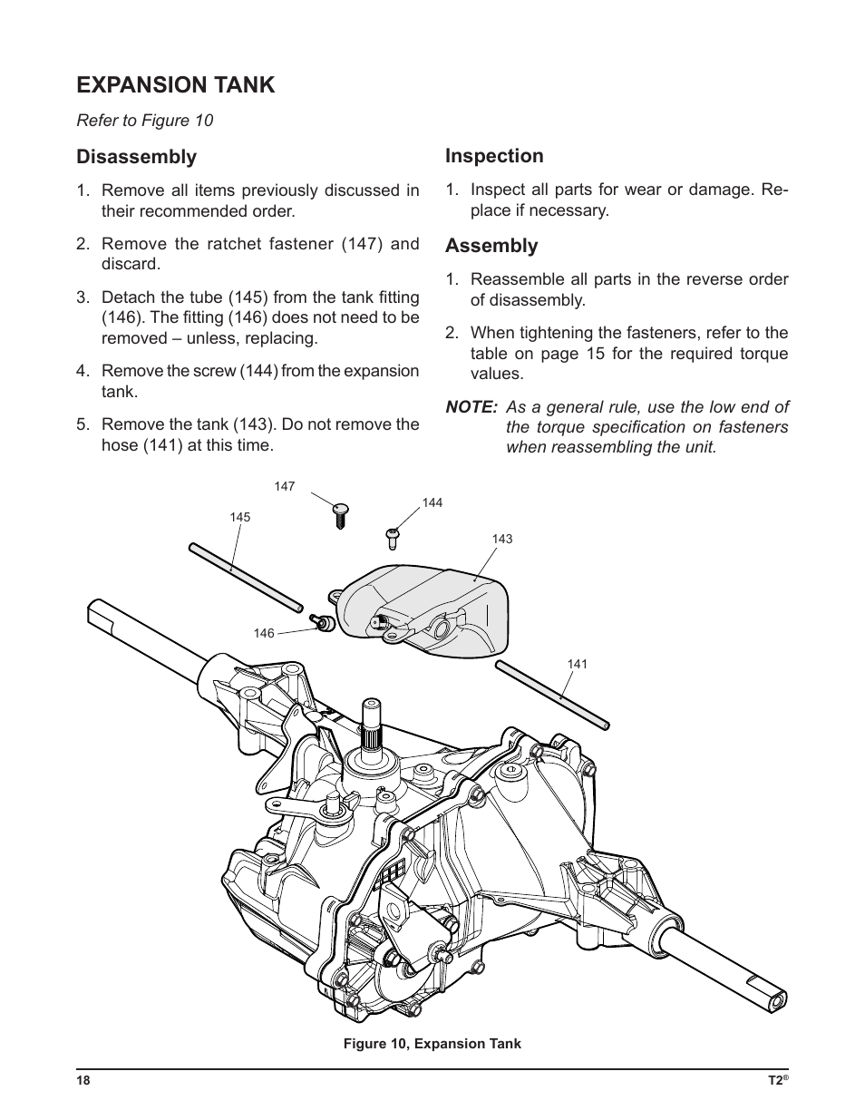 Expansion tank, Disassembly, Inspection | Assembly | Cub Cadet T2-HP User Manual | Page 22 / 48