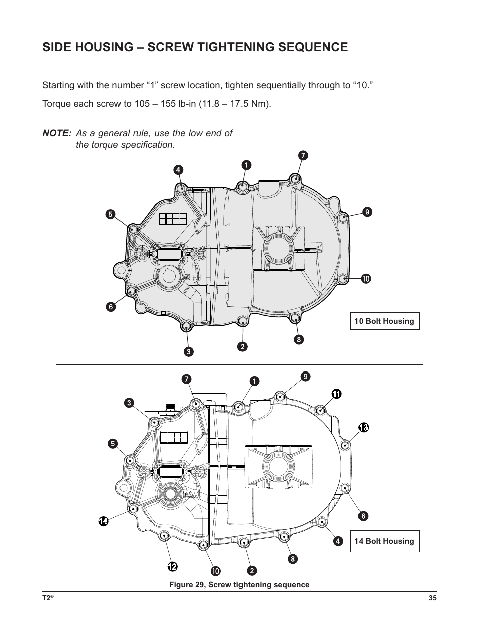 Side housing – screw tightening sequence | Cub Cadet T2-HP User Manual | Page 39 / 48