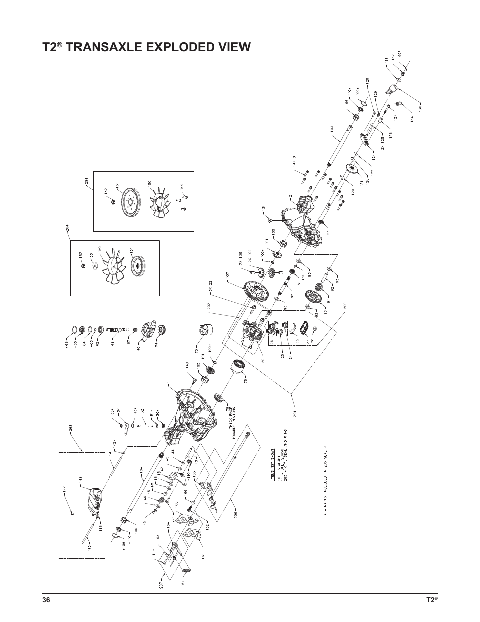 Transaxle exploded view | Cub Cadet T2-HP User Manual | Page 40 / 48