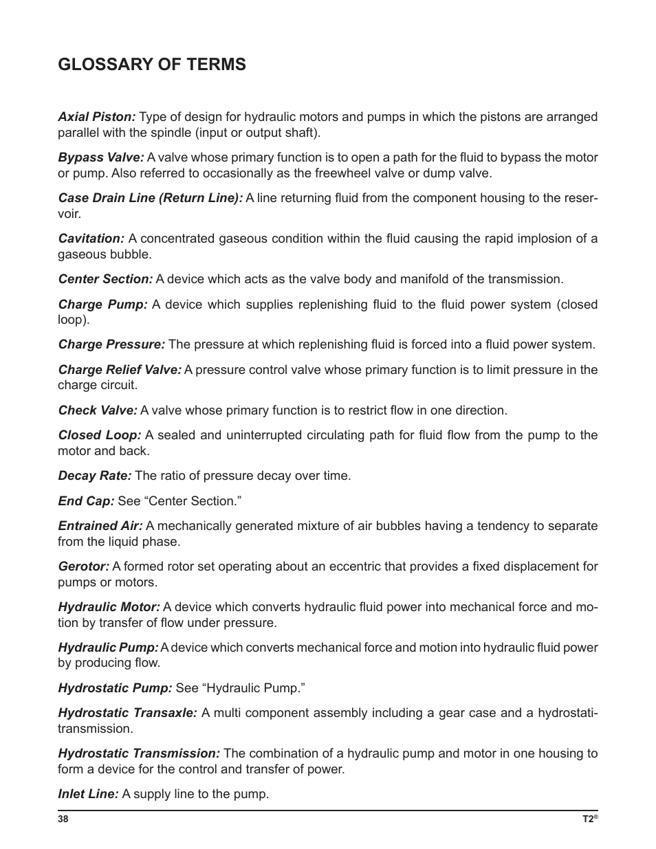 Glossary of terms | Cub Cadet T2-HP User Manual | Page 42 / 48