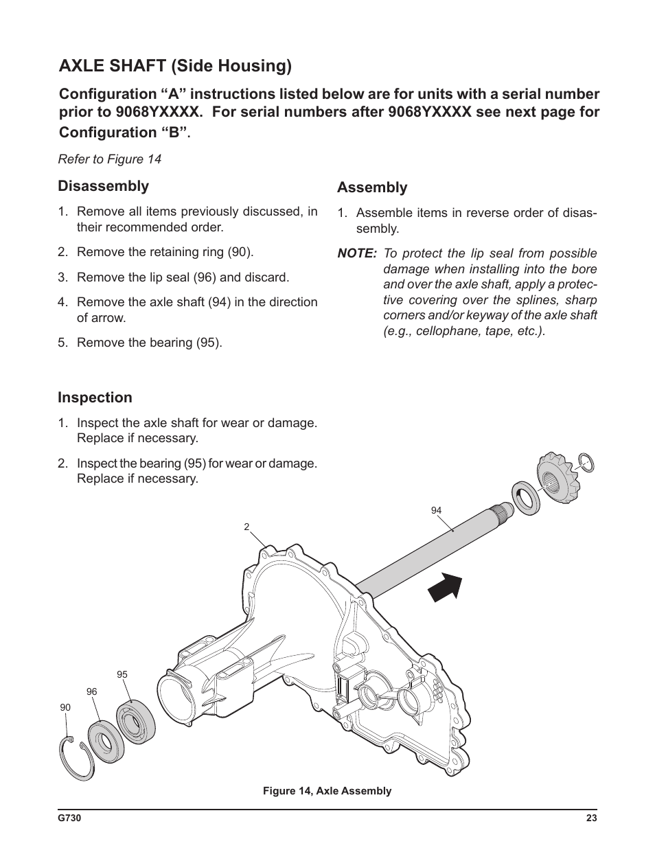 Axle shaft (side housing) | Cub Cadet G730 User Manual | Page 25 / 48