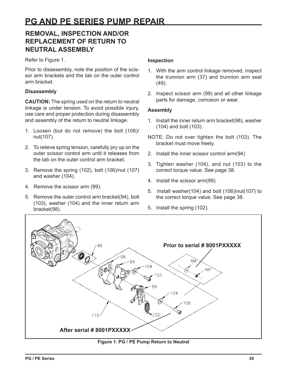 Pg and pe series pump repair | Cub Cadet P Series User Manual | Page 44 / 136