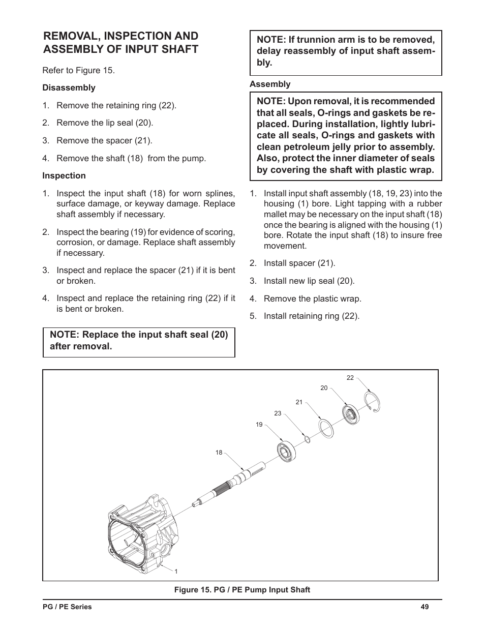 Removal, inspection and assembly of input shaft | Cub Cadet P Series User Manual | Page 54 / 136