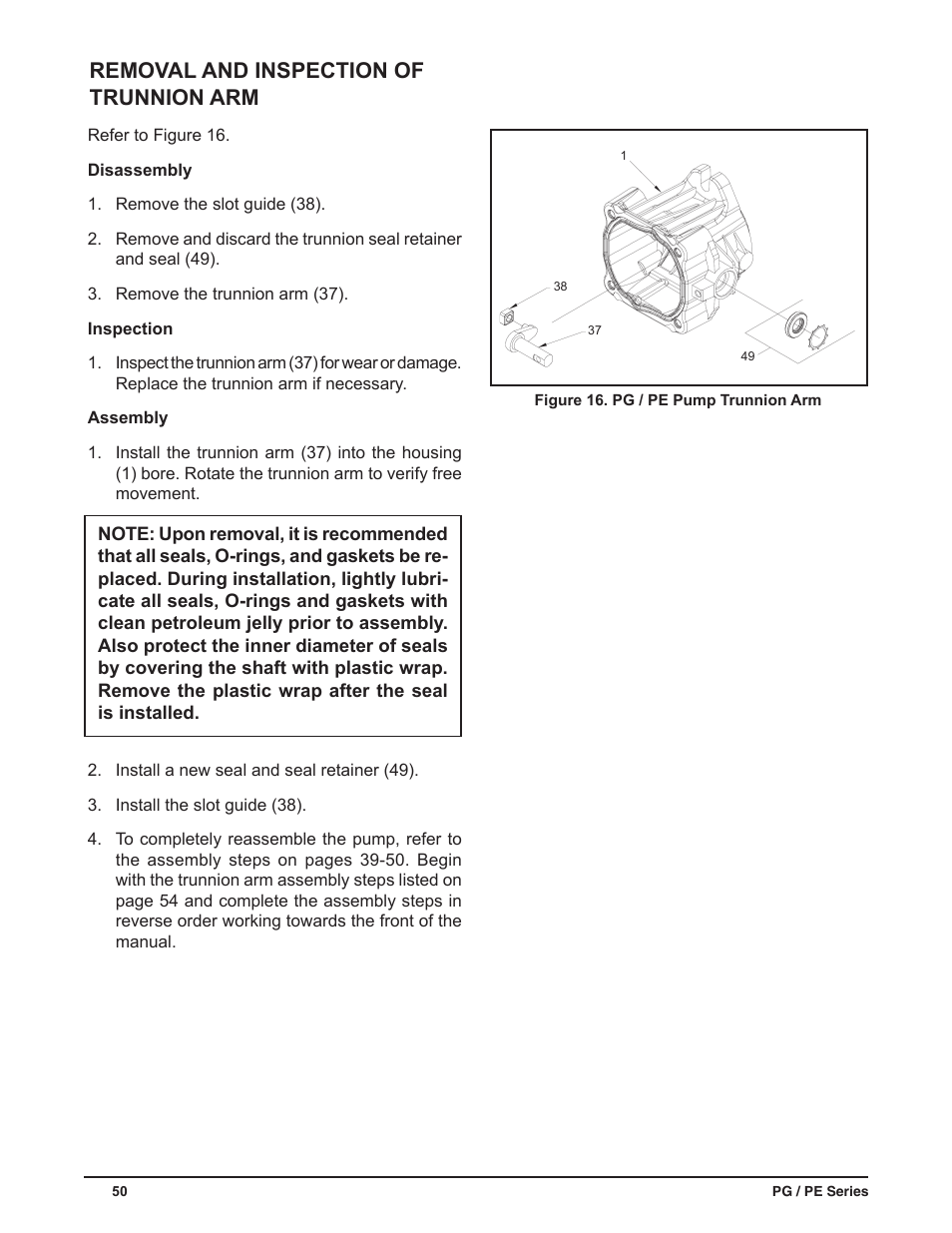 Removal and inspection of trunnion arm | Cub Cadet P Series User Manual | Page 55 / 136