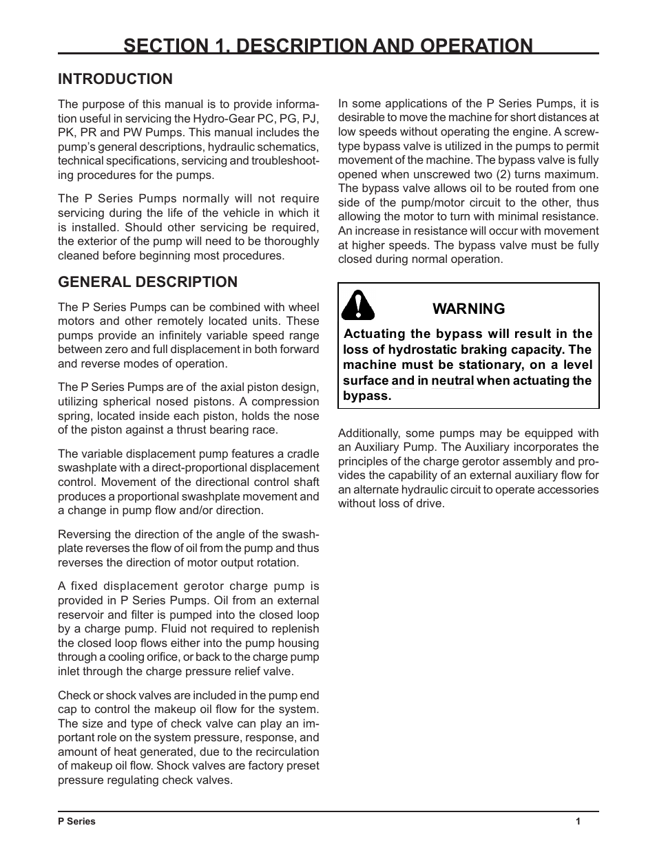 Warning, Introduction, General description | Cub Cadet P Series User Manual | Page 6 / 136