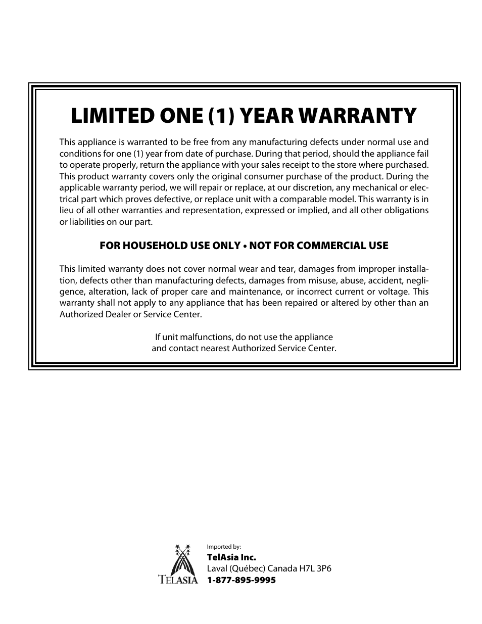 Cfd-2006_userguide_english_final 26, Limited one (1) year warranty | CuiZen Dehydrator CFD-20 User Manual | Page 26 / 26