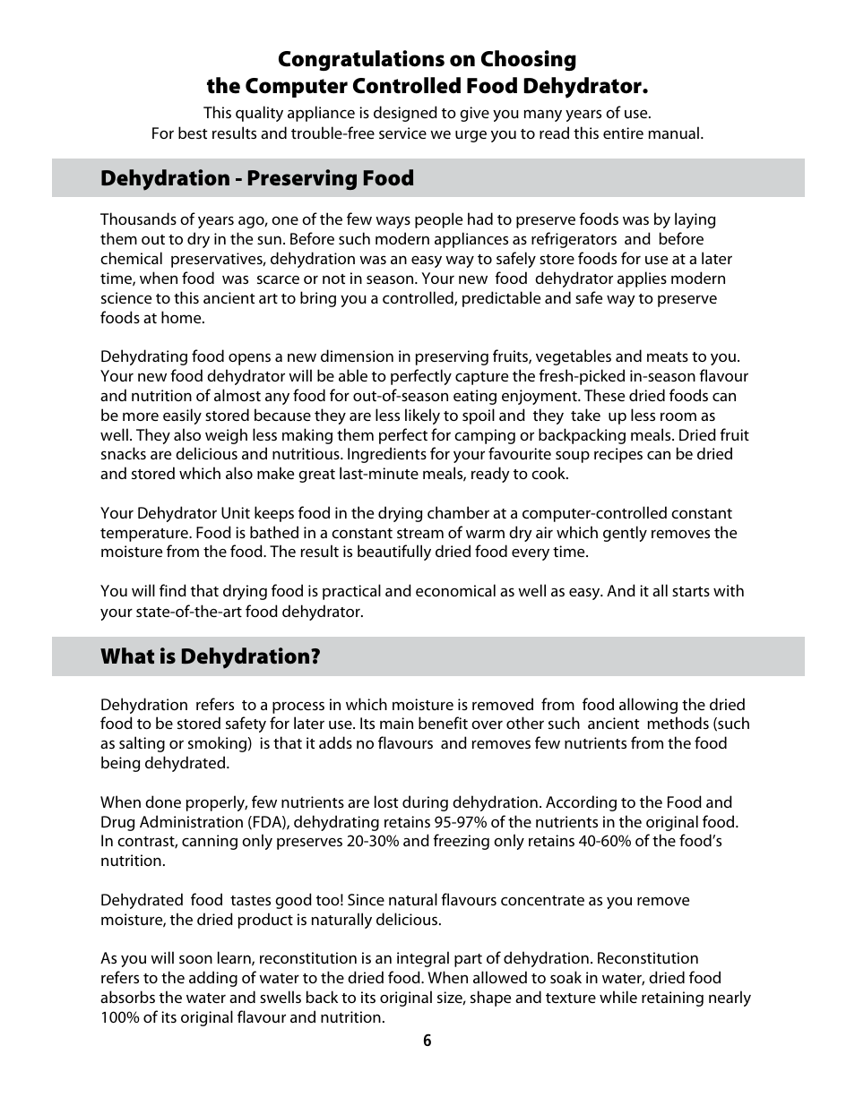 Cfd-2006_userguide_english_final 11, Dehydration - preserving food, What is dehydration | CuiZen Dehydrator CFD-20 User Manual | Page 6 / 26