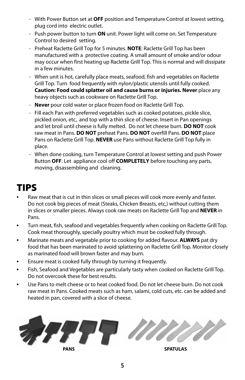 Tips | CuiZen Ceragrill Raclette Grill User Manual | Page 5 / 7