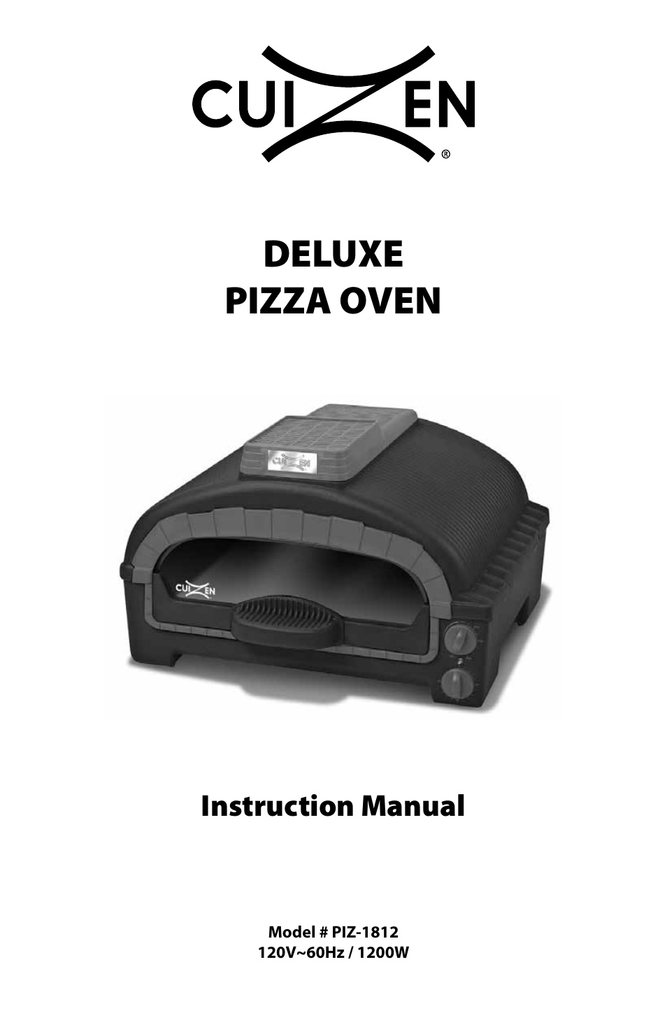 CuiZen Pizza Oven PIZ-1812 User Manual | 9 pages