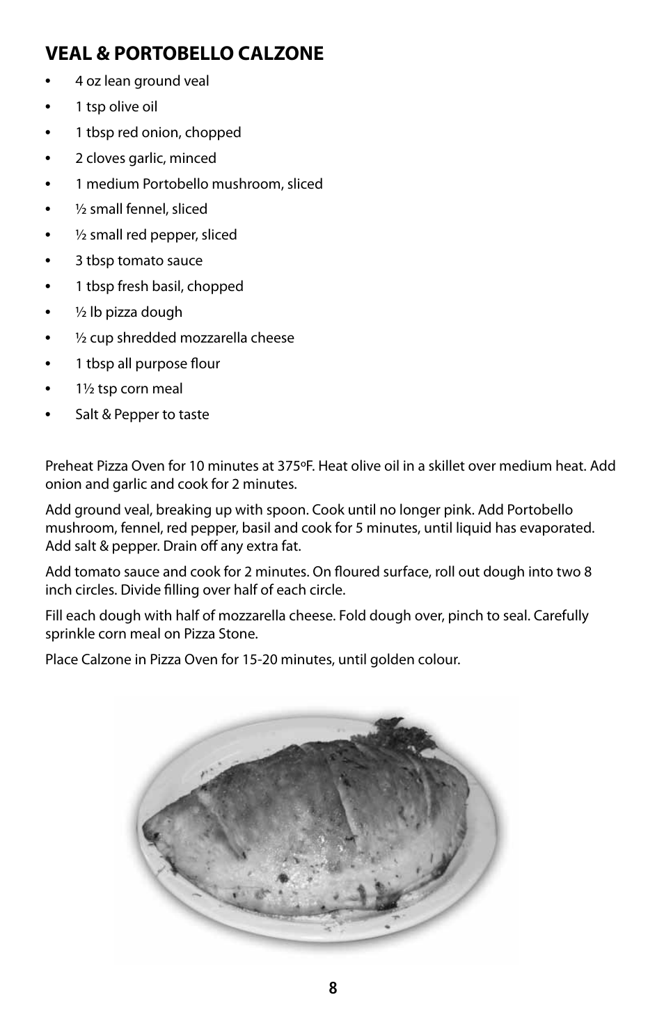 Veal & portobello calzone | CuiZen Pizza Oven PIZ-1812 User Manual | Page 8 / 9