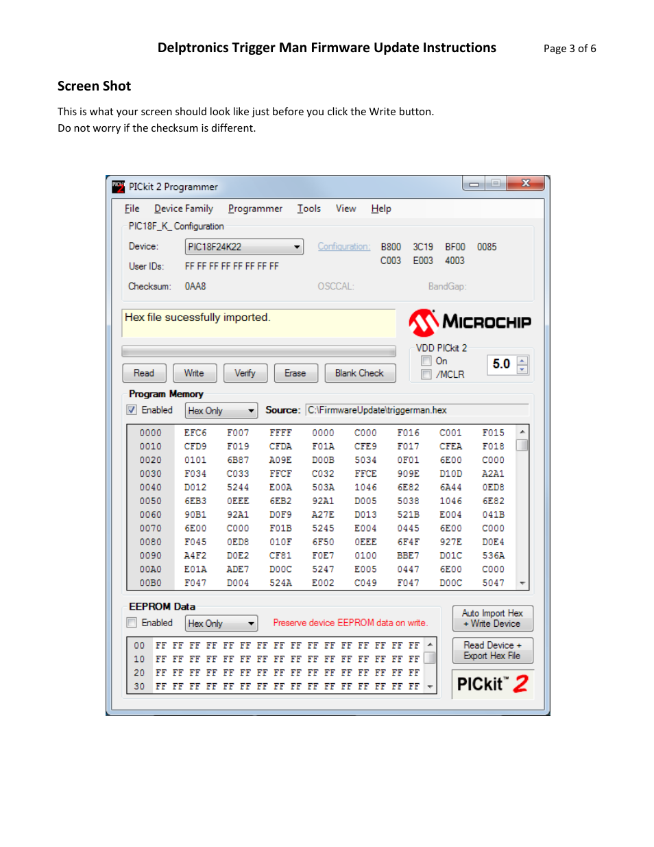 Screen shot | Delptronics Trigger Man User Manual | Page 3 / 6