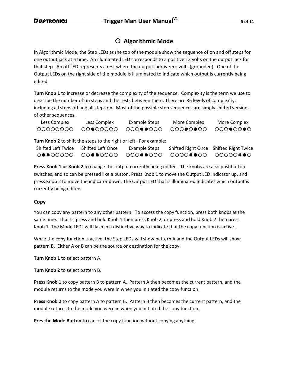 Algorithmic mode, Copy, Trigger man user manual | Delptronics Trigger Man User Manual | Page 5 / 11