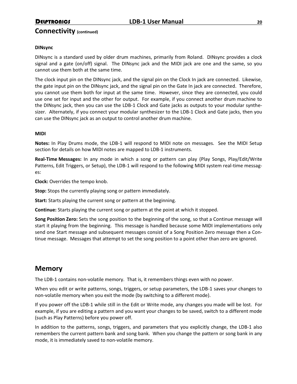 Connectivity | Delptronics LDB-1 Analog Drum Machine User Manual | Page 20 / 24