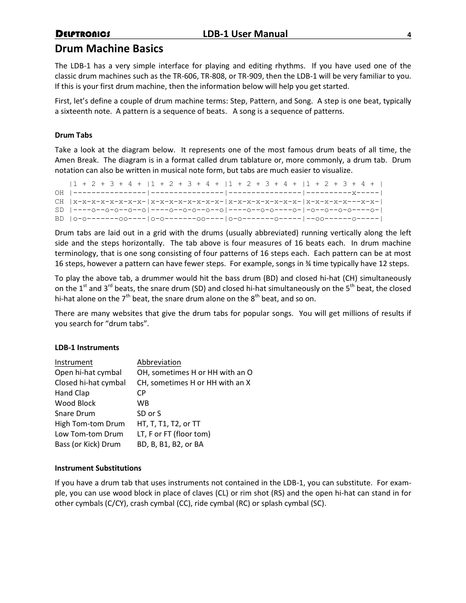 Drum machine basics, Ldb-1 user manual | Delptronics LDB-1 Analog Drum Machine User Manual | Page 4 / 24