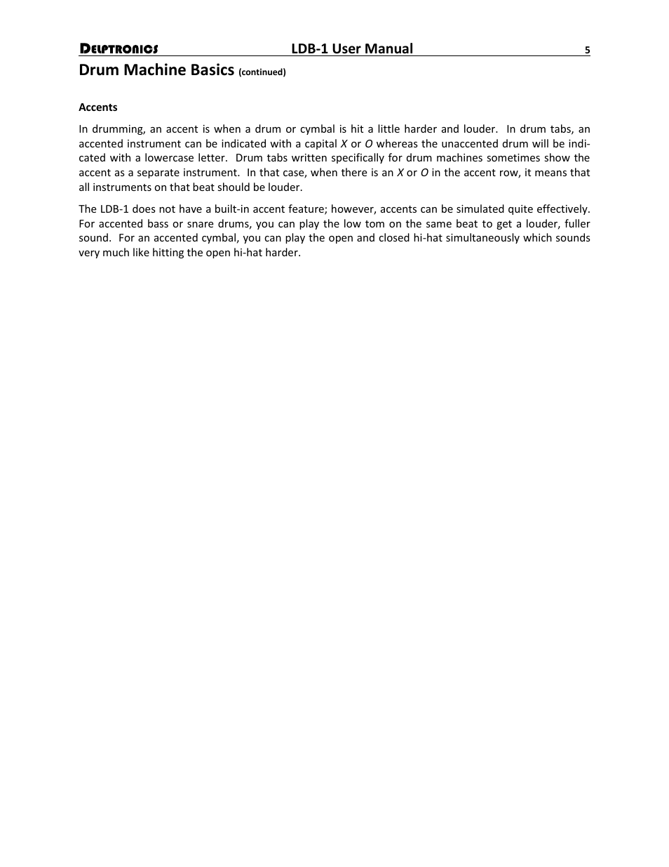 Drum machine basics | Delptronics LDB-1 Analog Drum Machine User Manual | Page 5 / 24