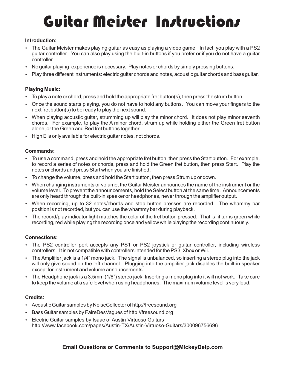 Delptronics Guitar Meister User Manual | 2 pages