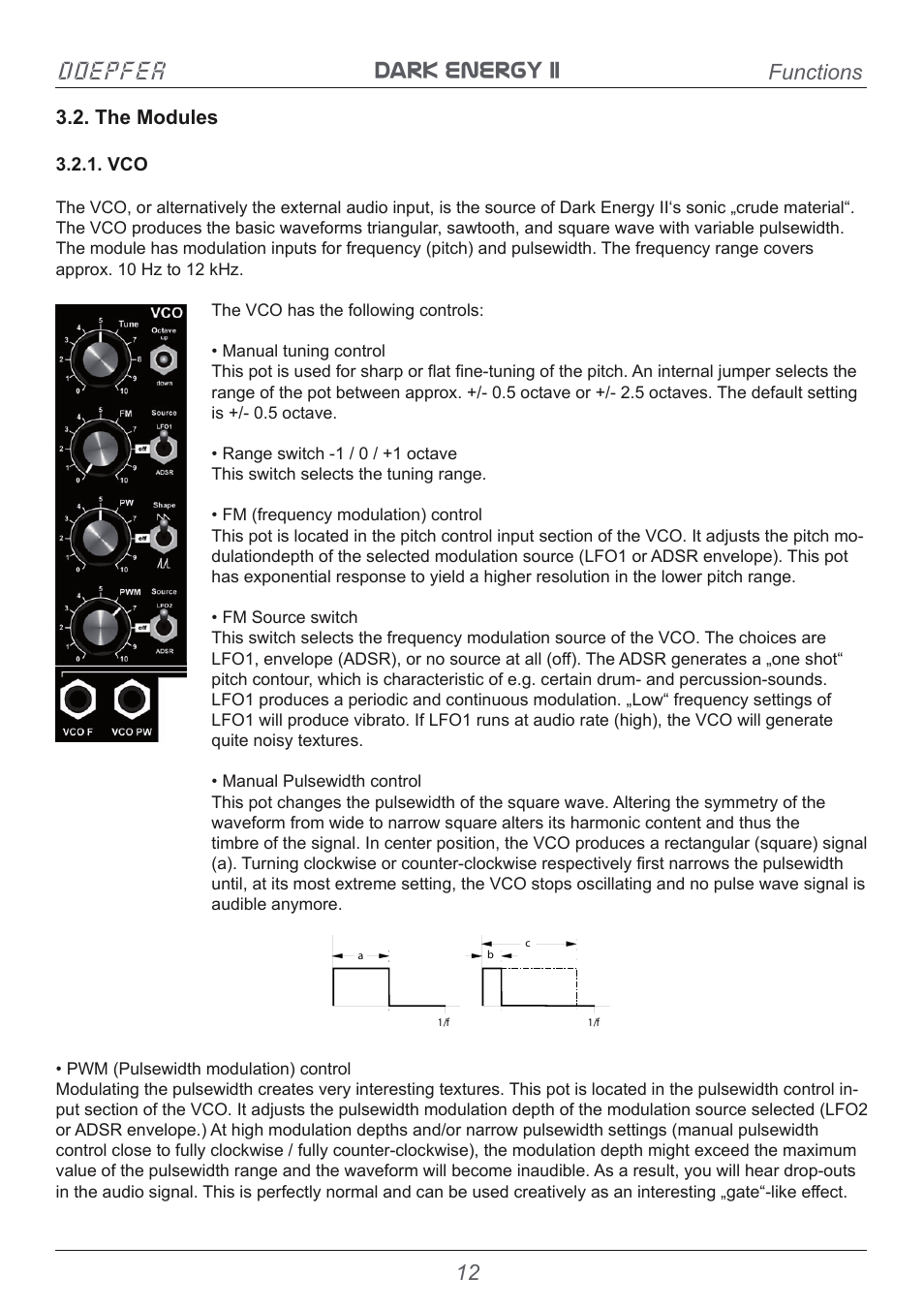 Dark energy ii doepfer, Functions | Doepfer Dark Energy II User Manual | Page 12 / 32