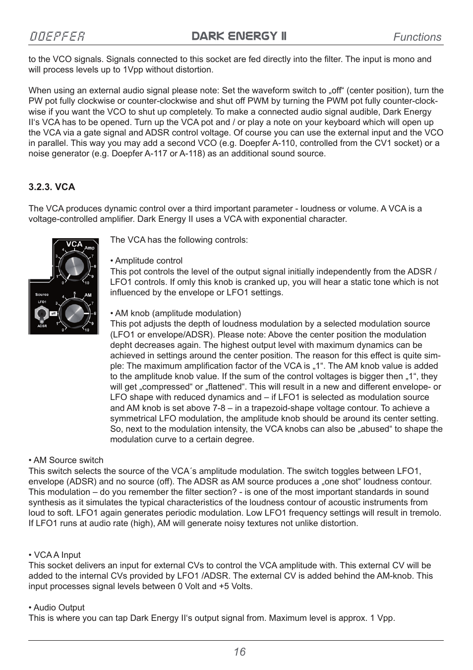 Dark energy ii doepfer, Functions | Doepfer Dark Energy II User Manual | Page 16 / 32