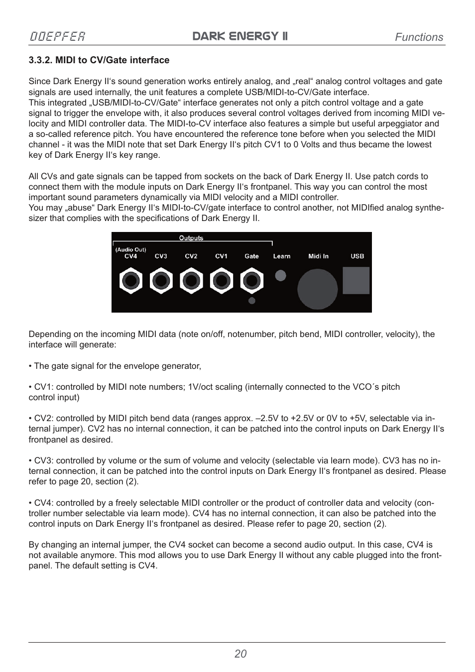 Dark energy ii doepfer, Functions | Doepfer Dark Energy II User Manual | Page 20 / 32