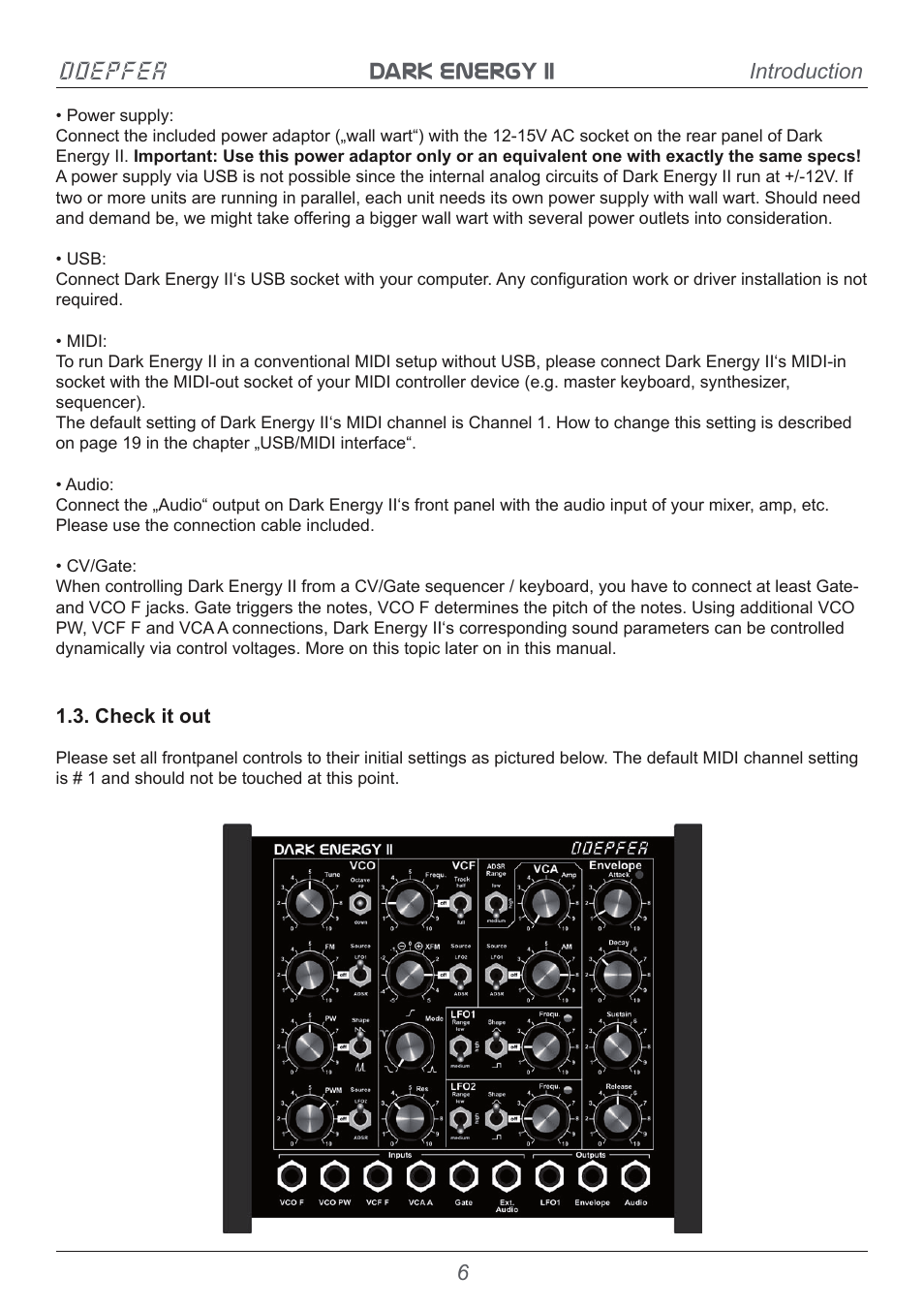 Dark energy ii doepfer, Introduction | Doepfer Dark Energy II User Manual | Page 6 / 32