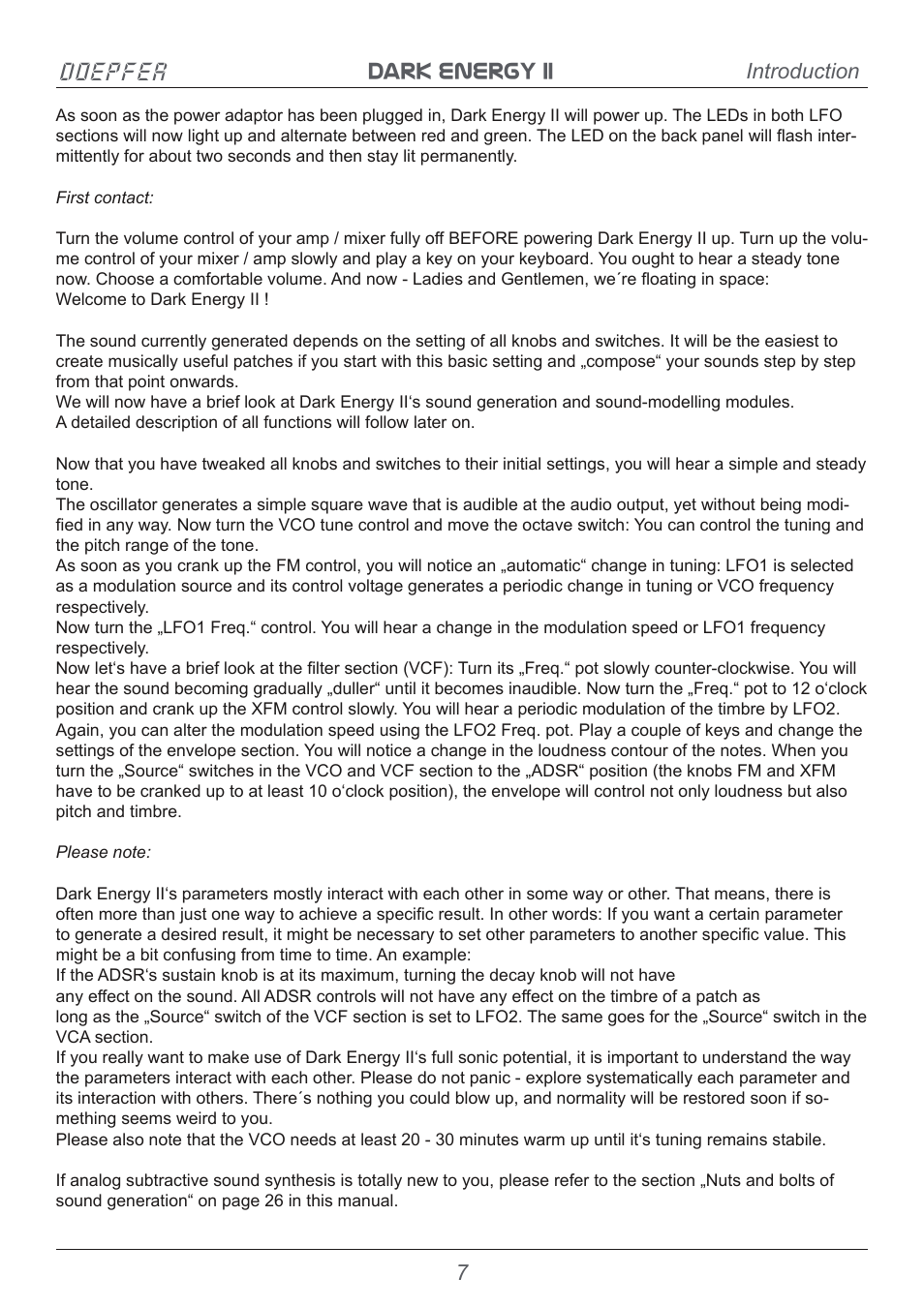 Dark energy ii doepfer, 7introduction | Doepfer Dark Energy II User Manual | Page 7 / 32