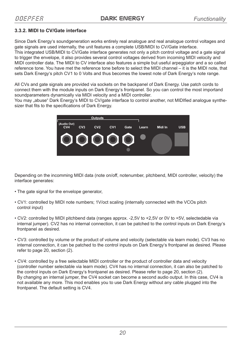 Dark energy doepfer, Functionality | Doepfer Dark Energy I  (device no longer available) User Manual | Page 20 / 44