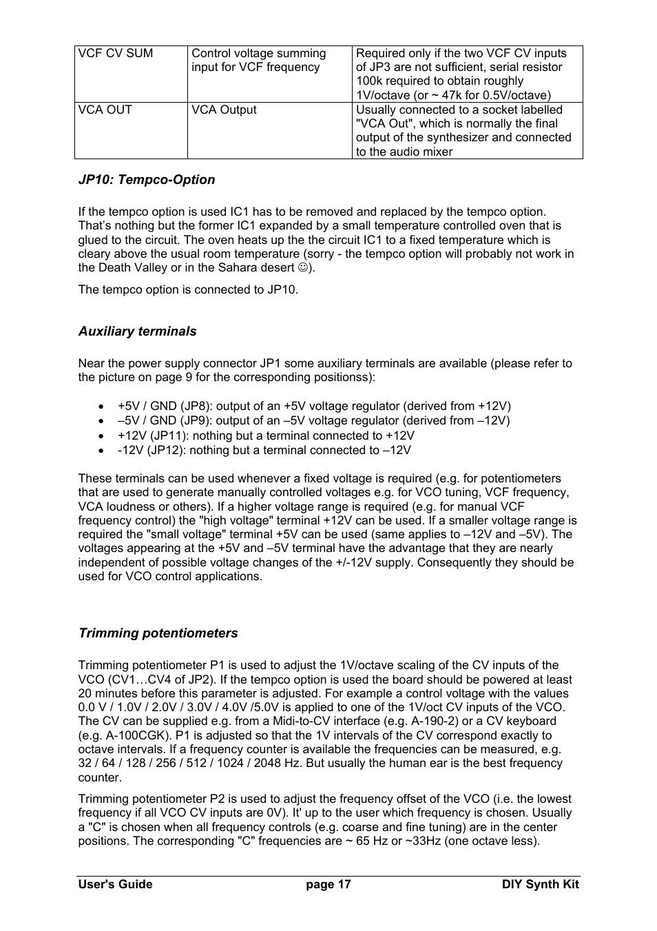 Doepfer DIY Synth do-it-yourself analog synthesizer User Manual | Page 17 / 24