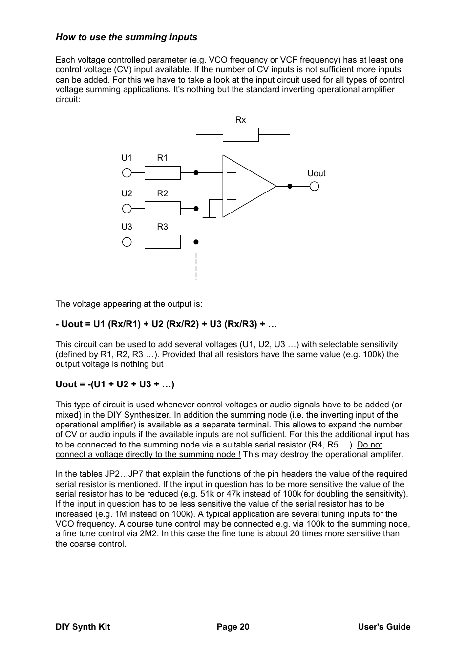 Doepfer DIY Synth do-it-yourself analog synthesizer User Manual | Page 20 / 24