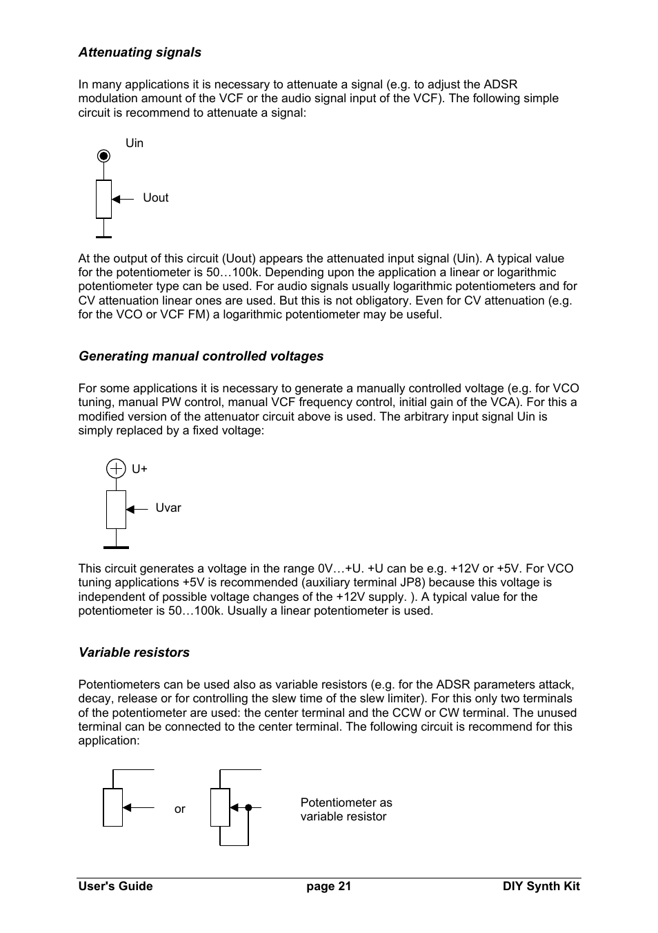 Doepfer DIY Synth do-it-yourself analog synthesizer User Manual | Page 21 / 24