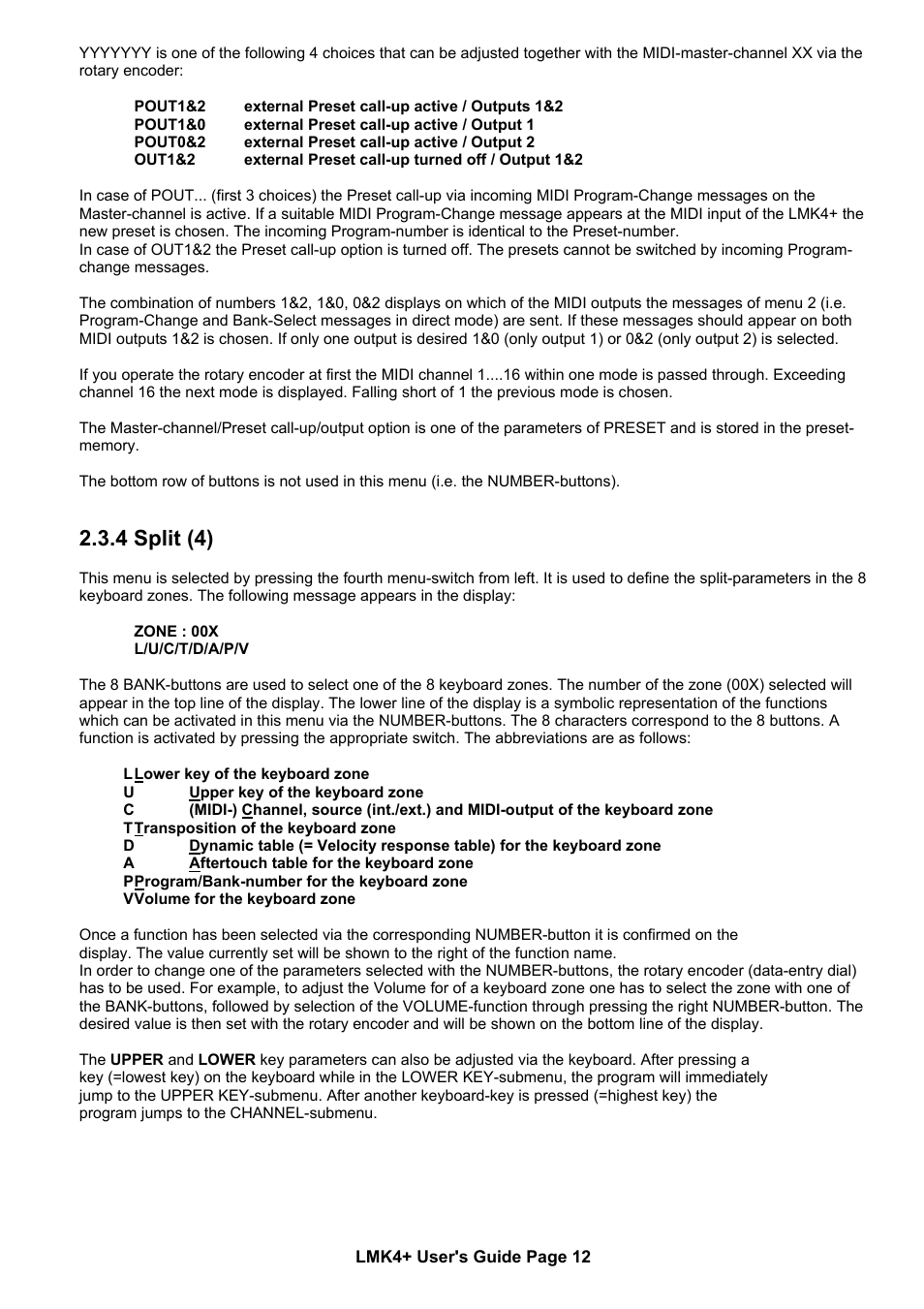4 split (4) | Doepfer LMK4+ Midi Master Keyboard (new version with USB) User Manual | Page 12 / 24
