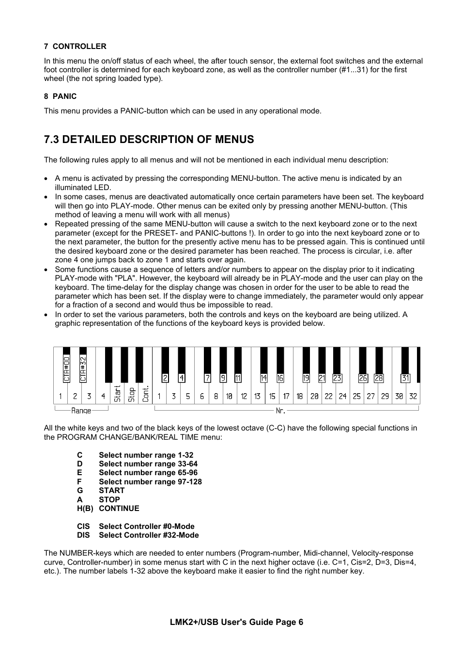 3 detailed description of menus | Doepfer LMK2+ Midi Master Keyboard (new version with USB) User Manual | Page 6 / 12