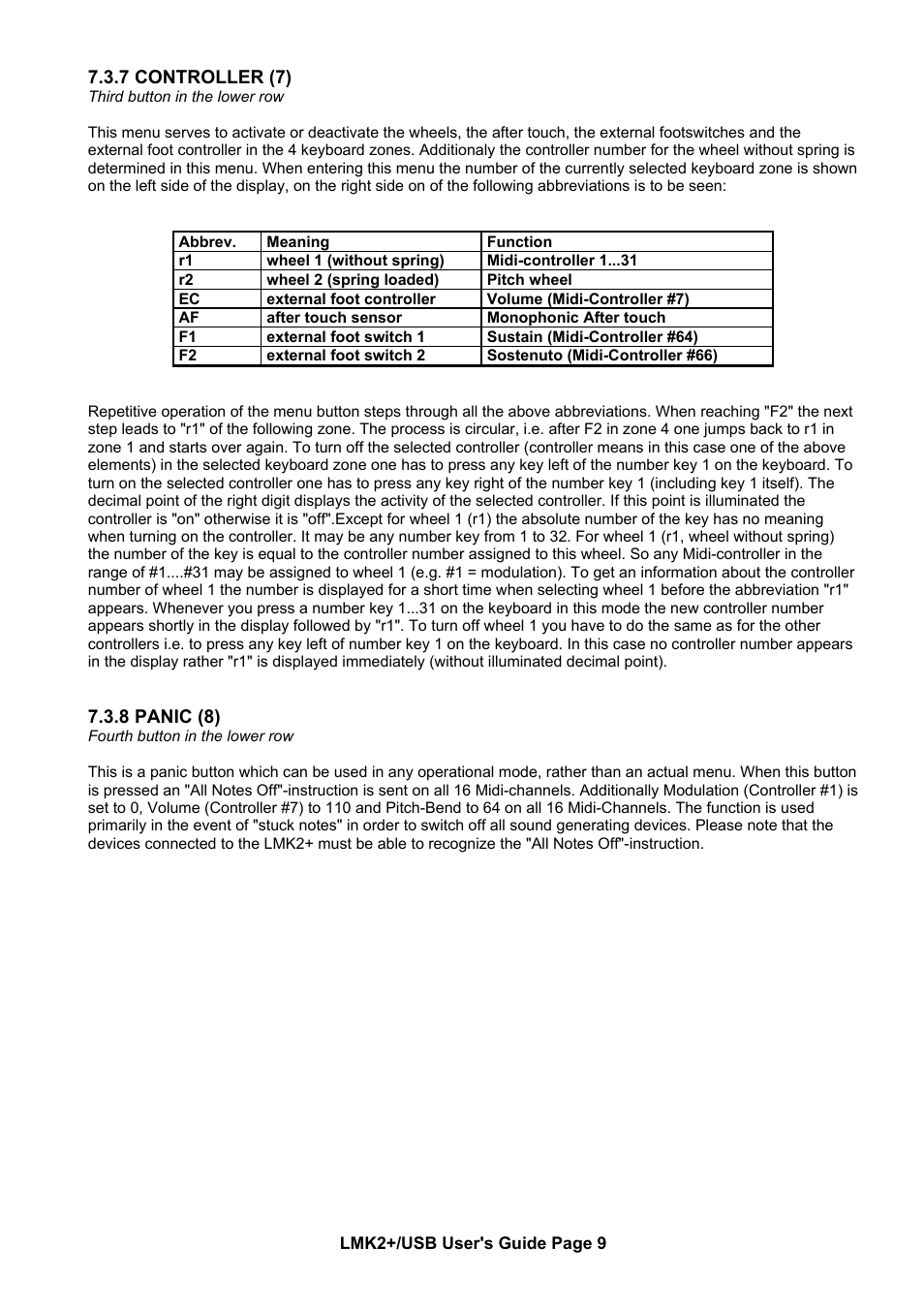 Doepfer LMK2+ Midi Master Keyboard (new version with USB) User Manual | Page 9 / 12