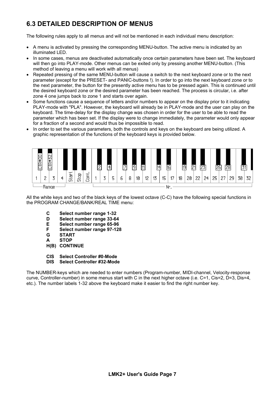 3 detailed description of menus | Doepfer LMK2+ Midi Master Keyboard (old version without USB, no longer available) User Manual | Page 7 / 13