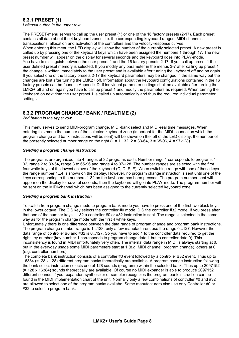 Doepfer LMK2+ Midi Master Keyboard (old version without USB, no longer available) User Manual | Page 8 / 13
