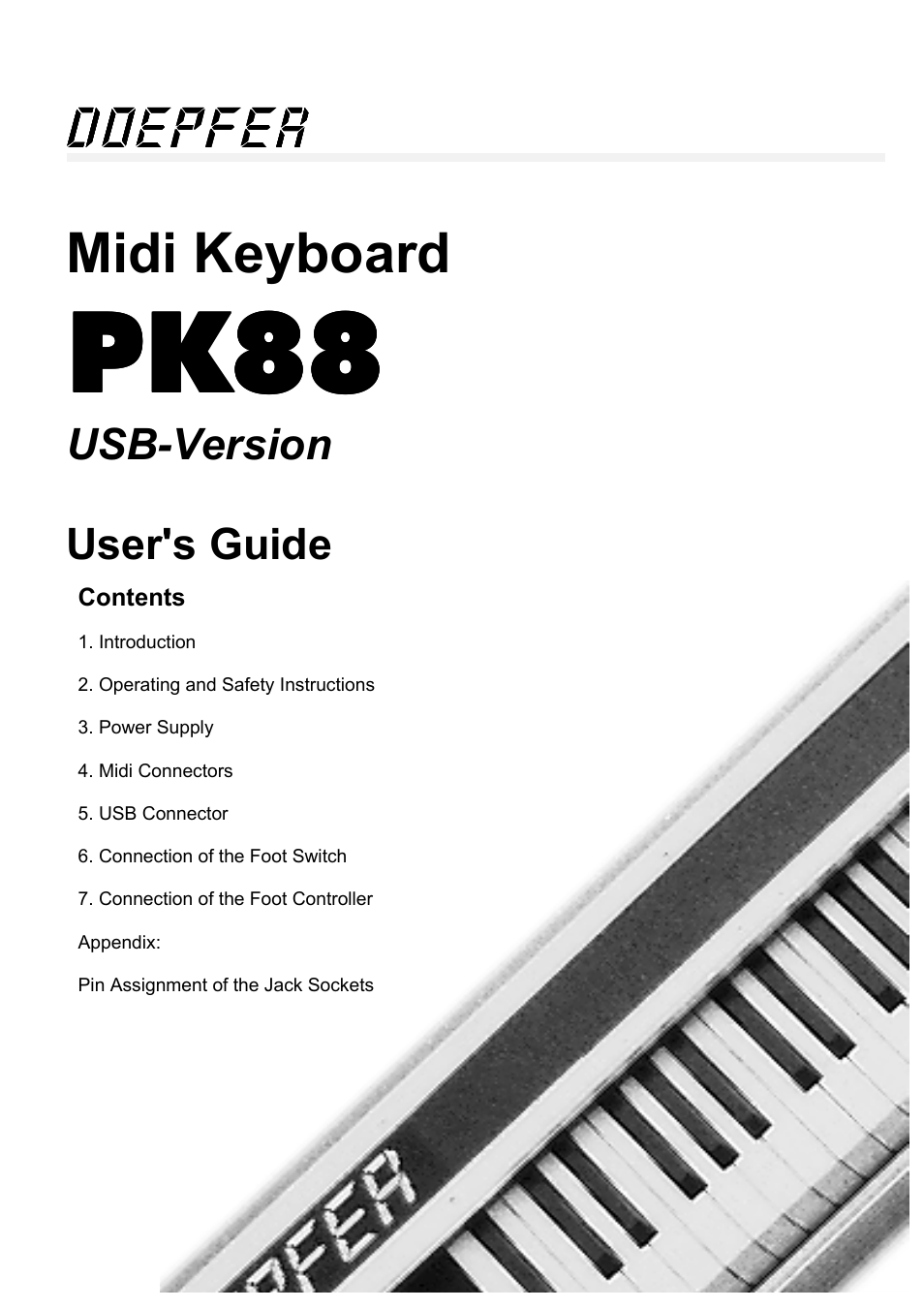Doepfer PK88 Midi Masterkeyboard (new version with USB) User Manual | 4 pages