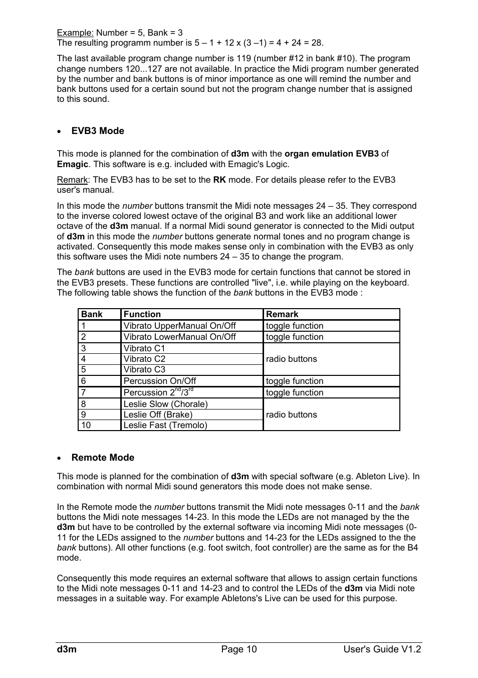 Doepfer d3m Midi Organ Keyboard User Manual | Page 10 / 12