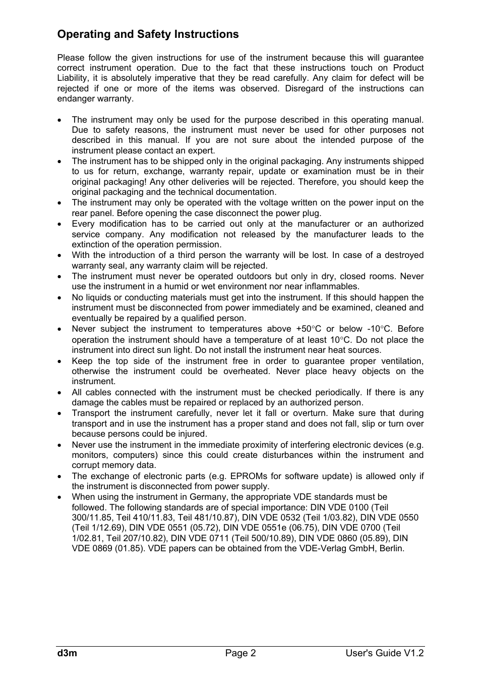 Operating and safety instructions | Doepfer d3m Midi Organ Keyboard User Manual | Page 2 / 12