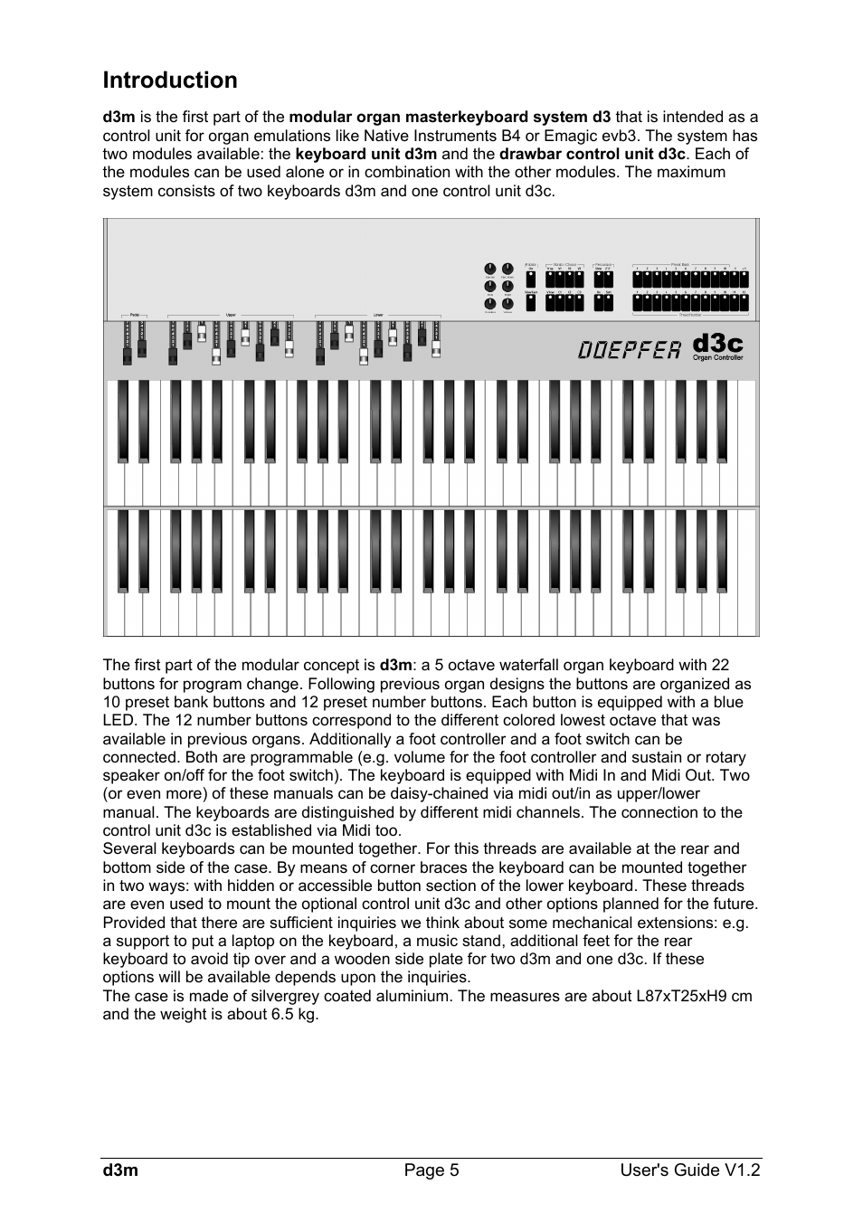 Introduction | Doepfer d3m Midi Organ Keyboard User Manual | Page 5 / 12