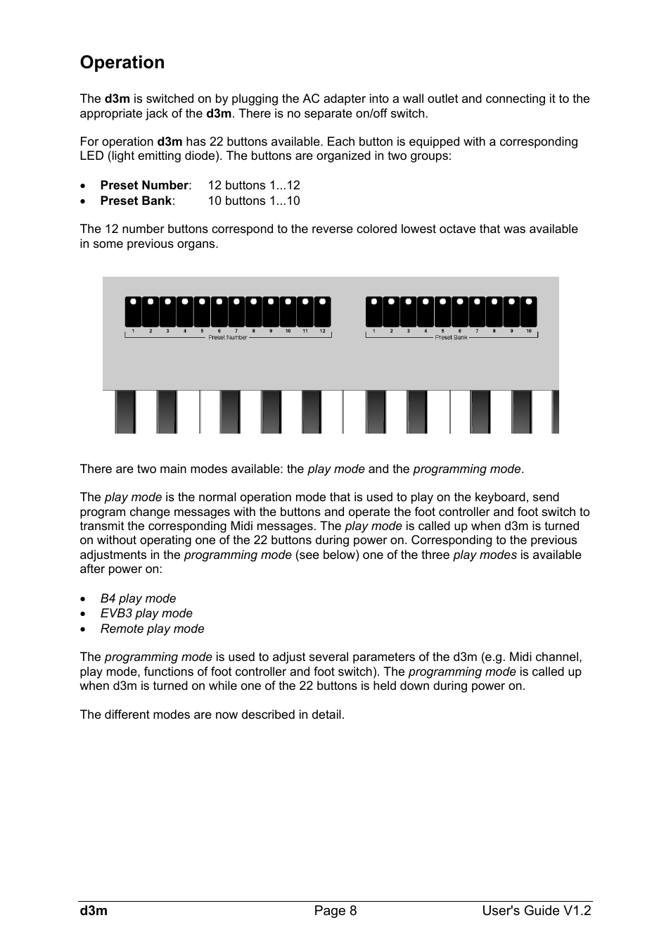 Operation | Doepfer d3m Midi Organ Keyboard User Manual | Page 8 / 12