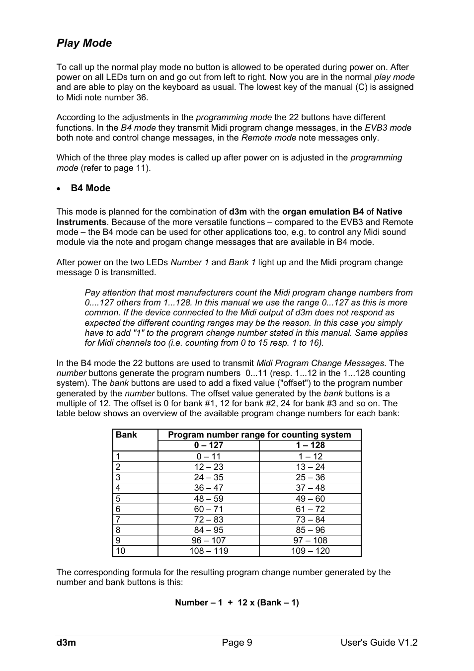Play mode | Doepfer d3m Midi Organ Keyboard User Manual | Page 9 / 12