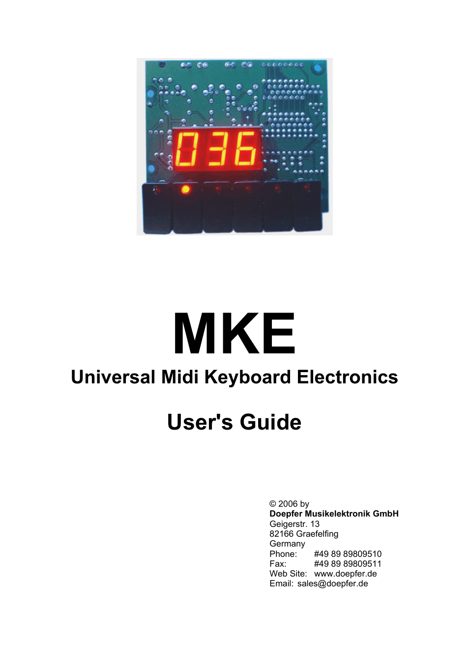 Doepfer MKE Universal Midi Keyboard Electronics Kit User Manual | 17 pages