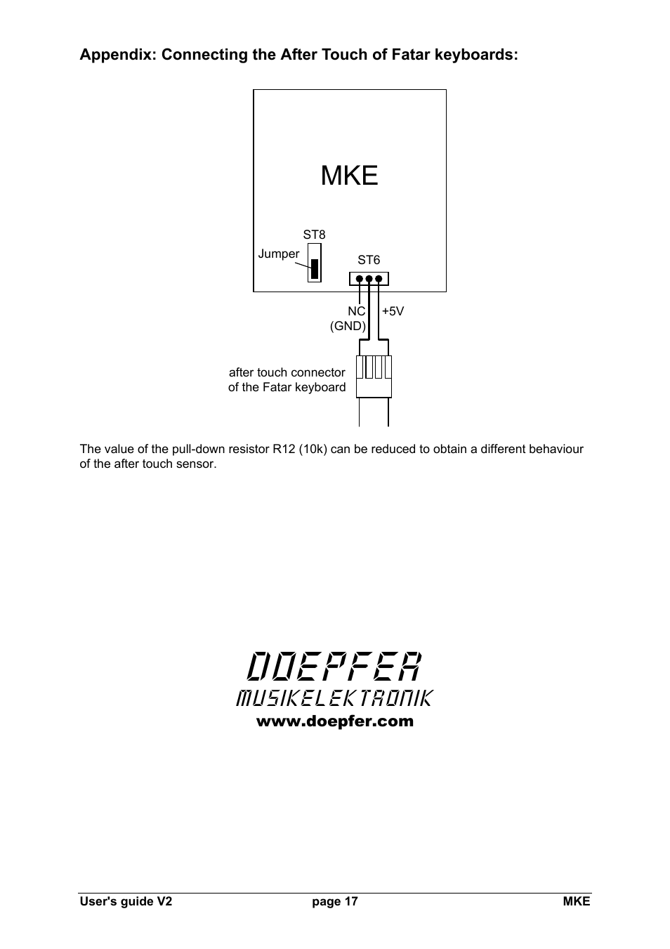Doepfer, Musikelektronik | Doepfer MKE Universal Midi Keyboard Electronics Kit User Manual | Page 17 / 17