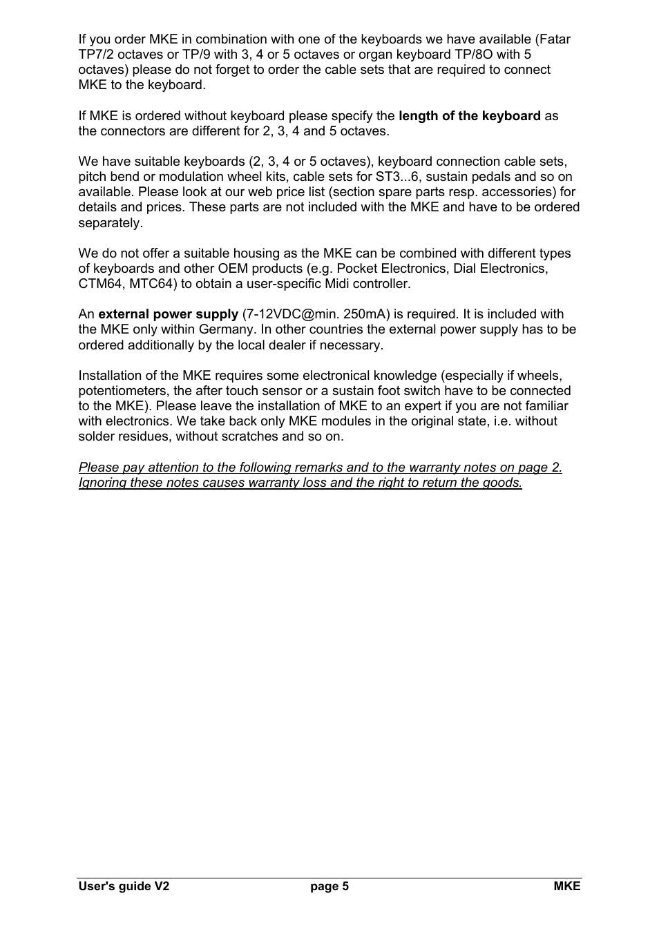 Doepfer MKE Universal Midi Keyboard Electronics Kit User Manual | Page 5 / 17
