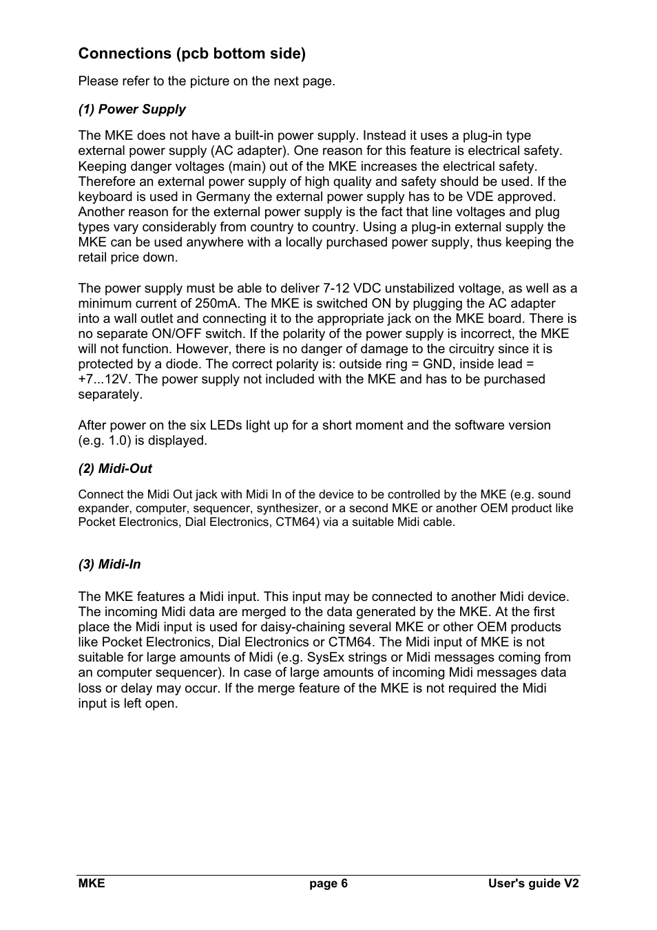 Doepfer MKE Universal Midi Keyboard Electronics Kit User Manual | Page 6 / 17