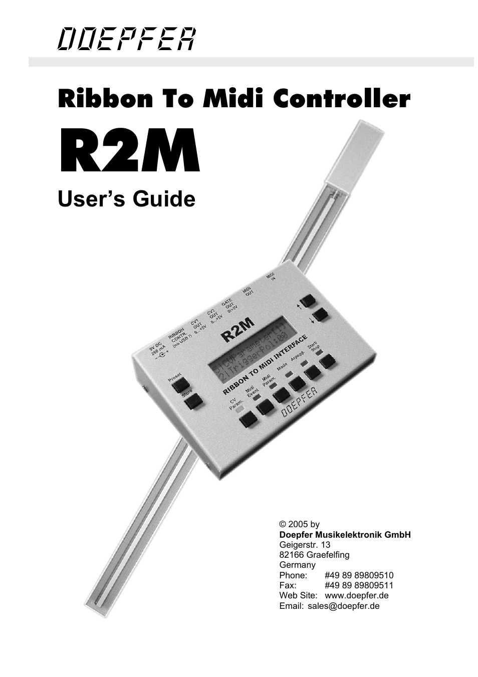 Doepfer R2M Midi-Ribbon-Controller User Manual | 28 pages