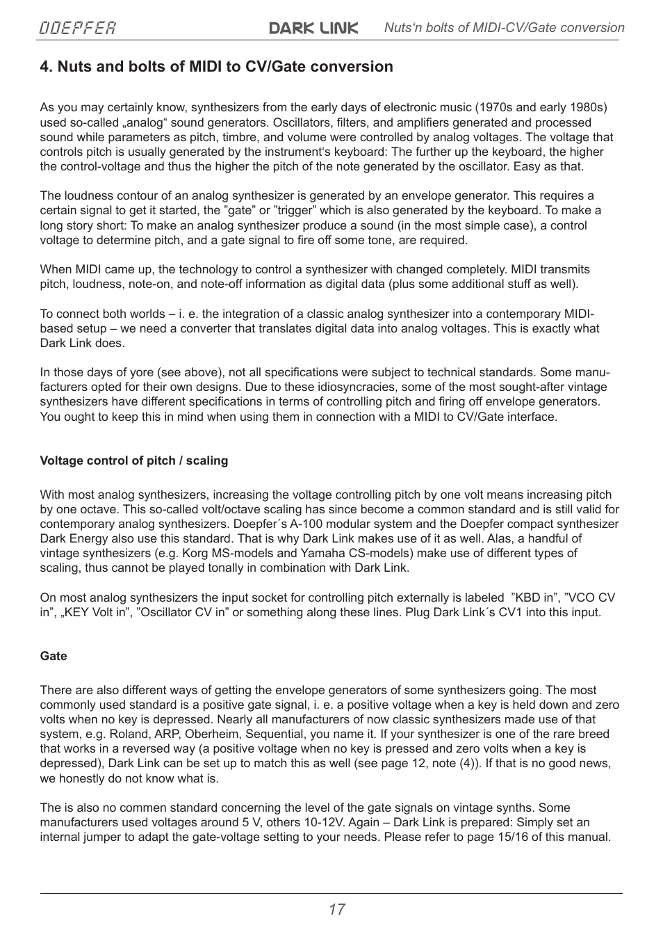 Dark link doepfer, 17 4. nuts and bolts of midi to cv/gate conversion | Doepfer Dark Link USB/Midi to CV/Gate Interface User Manual | Page 17 / 20