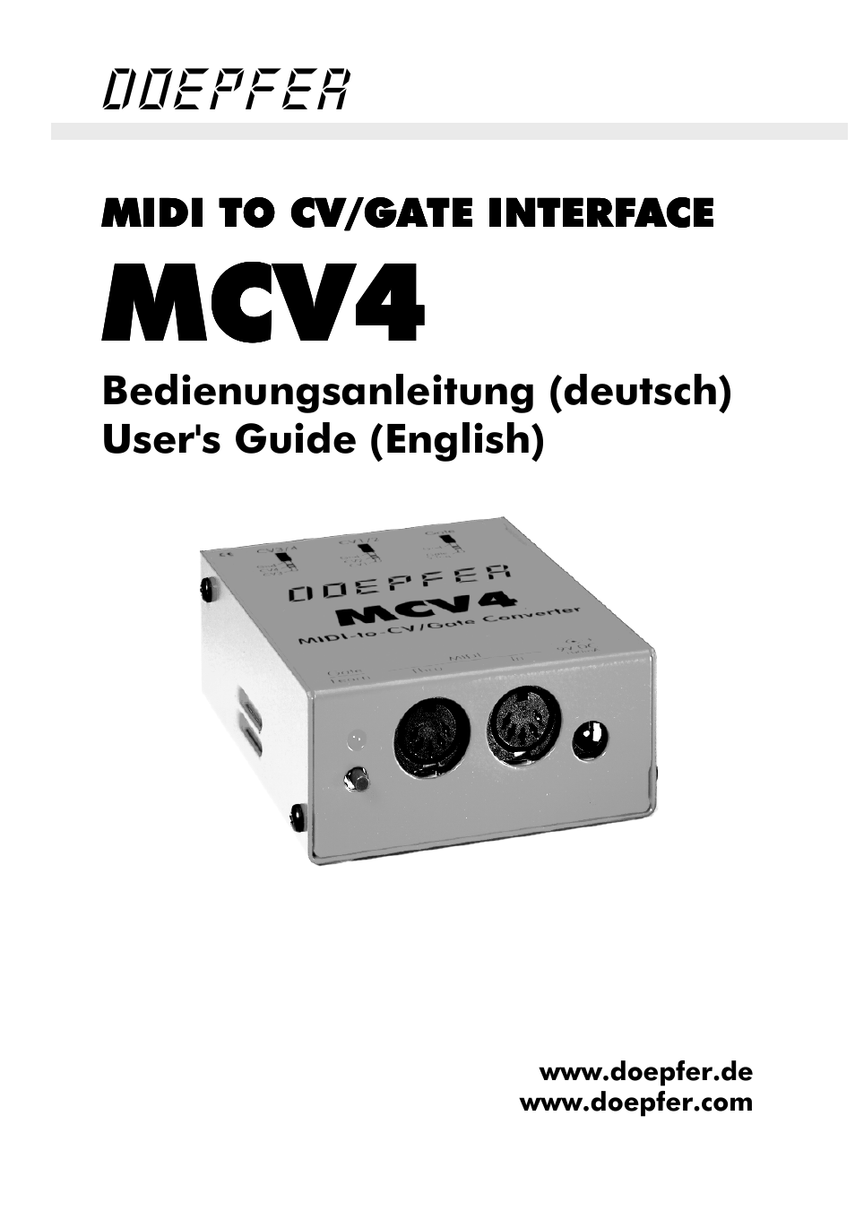 Doepfer MCV4 Midi CV/Gate Interface User Manual | 7 pages