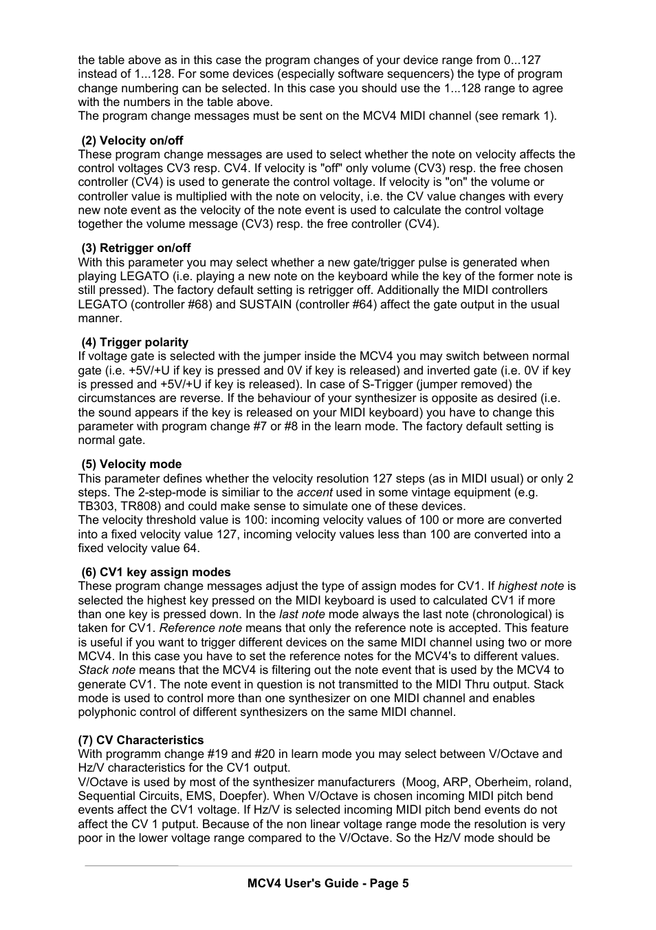 Doepfer MCV4 Midi CV/Gate Interface User Manual | Page 6 / 7